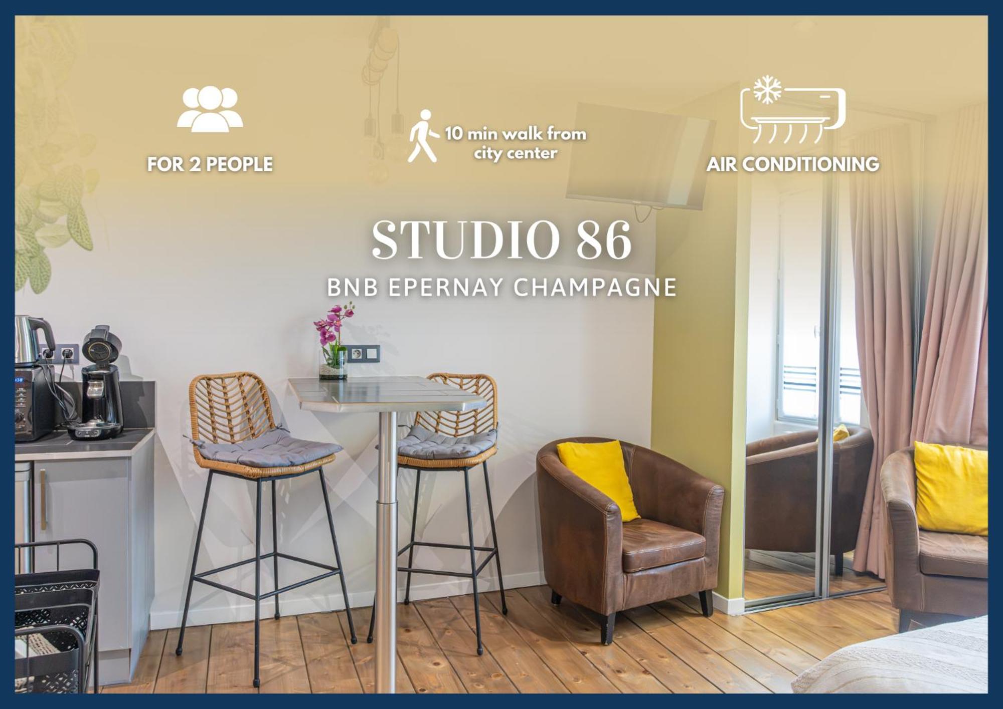 Studio 86 - Climatisation & Proche Centre-Ville- 2 Personnes - Bnb Еперне Екстериор снимка